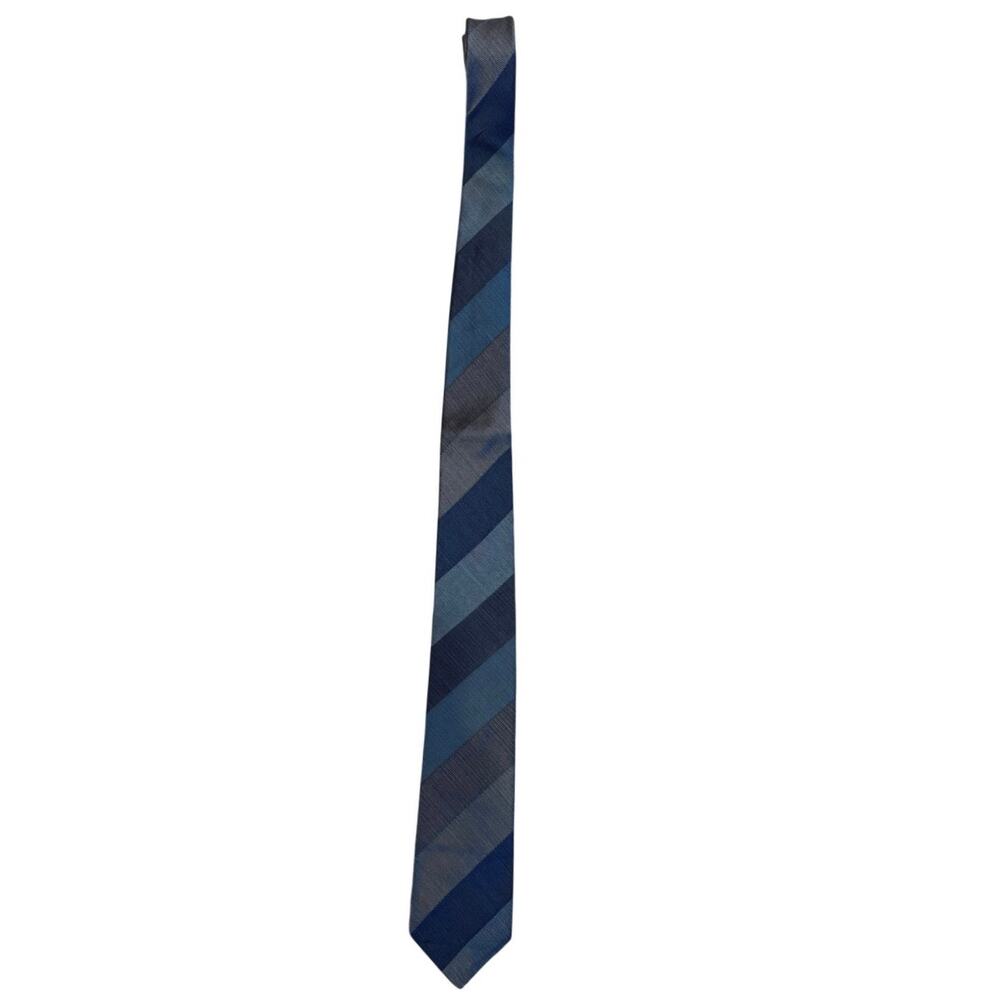 Vintage Elaan Mens Necktie Tie Blue Gray Thick Stripe 54.5” 2.5”